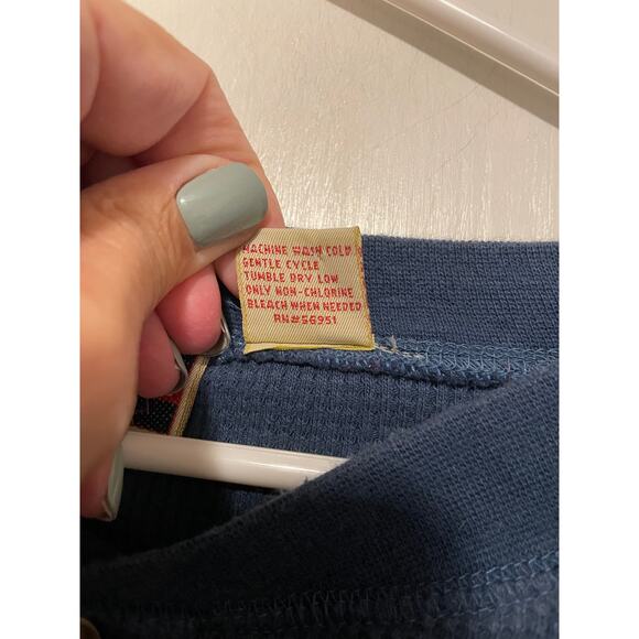 Northcrest Men's Waffle Thermal Henley Shirt Long Sleeve Blue Cotton Y2k XL - Picture 6 of 6